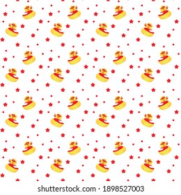 Seamless background with hero duck, rubber yellow duck for swimming