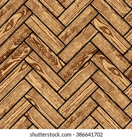 Seamless background with herringbone parquet in grunge, aged, style.