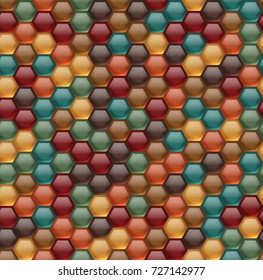 Seamless background of hexagonal honeycombs. Vector pattern