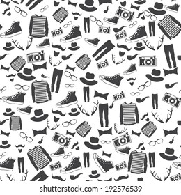 Seamless background with hipster elements