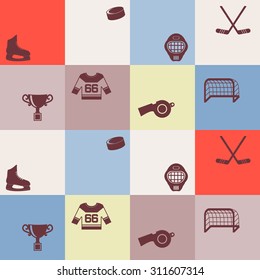 Seamless background with  hockey icons for your design
