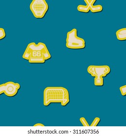 Seamless background with  hockey icons for your design