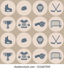 Seamless background with  hockey icons for your design