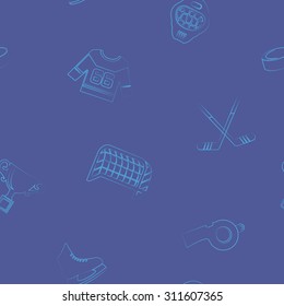 Seamless background with  hockey icons for your design