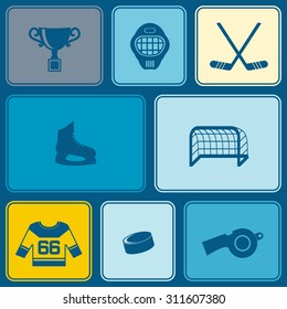 Seamless background with  hockey icons for your design
