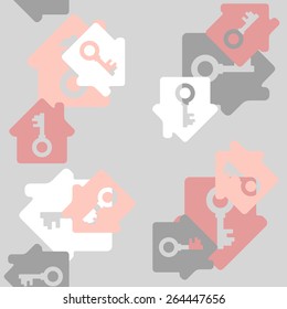 seamless background, home, house, building, key