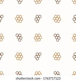 Seamless background honey comb gender neutral baby pattern. Simple whimsical minimal earthy 2 tone color. Kids nursery wallpaper or boho woodland nature fashion all over print.