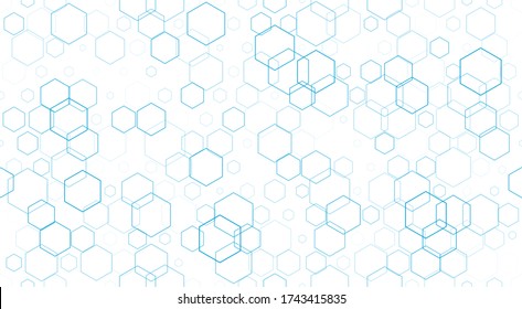 Seamless background of honeycombs. Vector illustration. Blue honeycombs. 
