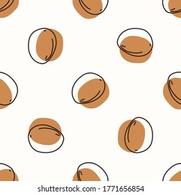 Seamless background honeydew melon fruit. Gender neutral kid food pattern. Simple whimsical minimal earthy 2 tone color. Baby nursery wallpaper or boho decorative gardening decor all over print. 