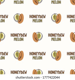Nahtloser Hintergrund Honigtaube Melonentext. Geschlechtsneutrales Kinderfuttermuster. Einfache minimale Erdung 2 Töne Farbe. Babywallpaper oder boho dekorative Gartendekoration auf dem gesamten Druck. 