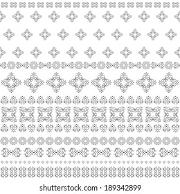 Seamless background of horizontal stripes of black and white whorls.Vector.