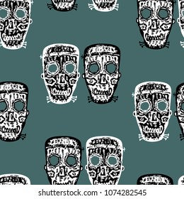 Seamless background of the horrendous masks
