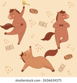seamless background, horse doing yoga, yogi, case, horse, Background, pattern, background image, print, print for fabric, fabric, textile, bedding, scrapbooking, scrapbooking paper, decoupage, farm