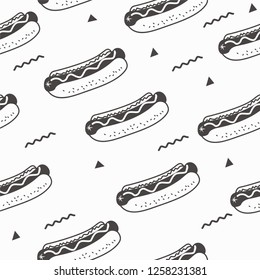 Seamless background  with hot dog pattern 