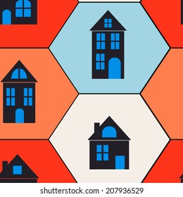 Seamless background with houses