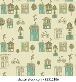 seamless background with houses