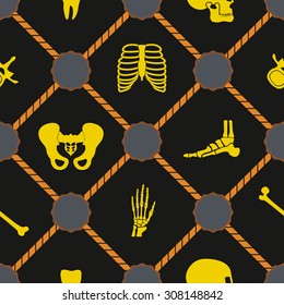 Seamless background with human bones  for your design