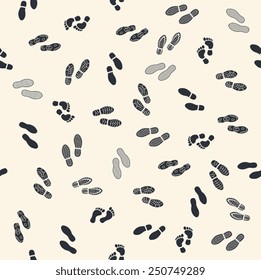 Seamless background with human footprints