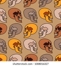 Seamless background with human skulls