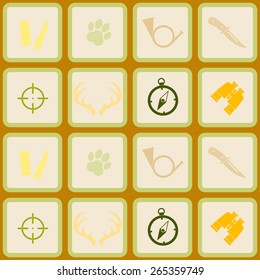 Seamless background with hunting icons