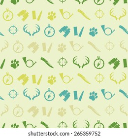 Seamless background with hunting icons