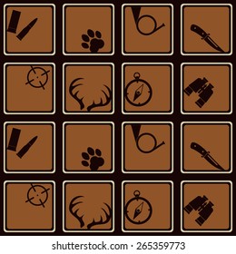 Seamless background with hunting icons