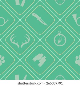 Seamless background with hunting icons