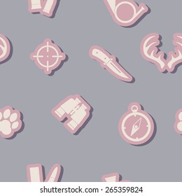 Seamless background with hunting icons
