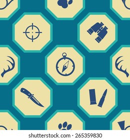Seamless background with hunting icons