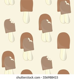 Seamless background of ice cream. Some desserts with bite marks.