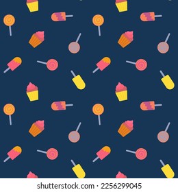 Seamless background with ice cream. Summer background