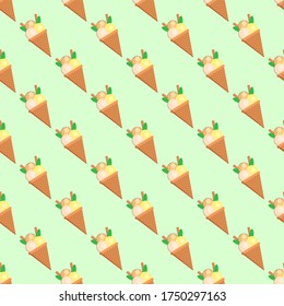 Seamless background of ice cream. Vector illustration.