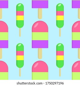 Seamless background of ice cream. Vector illustration.