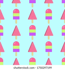 Seamless background of ice cream. Vector illustration.