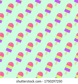 Seamless background of ice cream. Vector illustration.