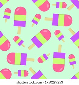 Seamless background of ice cream. Vector illustration.