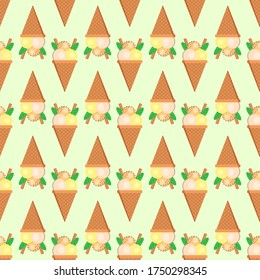 Seamless background of ice cream. Vector illustration.
