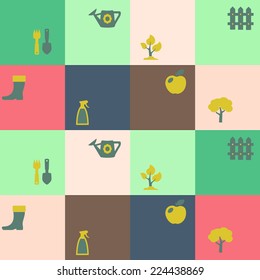 seamless background with icons of Horticulture