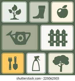 seamless background with icons of Horticulture