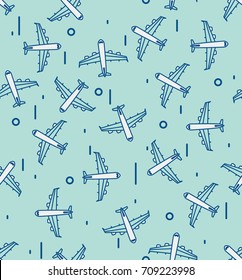 Seamless background with icons of planes