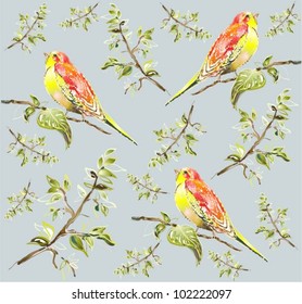 Seamless background. Illustration of birds.	