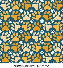 Seamless background illustration of cat paw prints