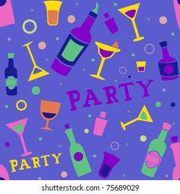 Seamless Background Illustration of Cocktail Party Related Items