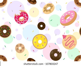 Seamless Background Illustration Featuring Doughnuts