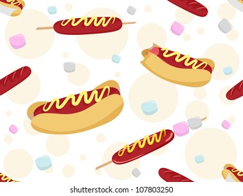 Ilustración De Fondo Sin Precedentes Con Hotdogs