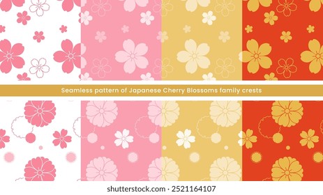 Seamless background illustration pattern swatch of Japanese sakura family crests