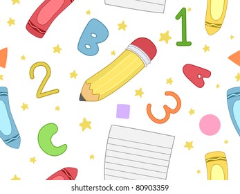 Seamless Background Illustration with a Preschool Theme