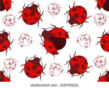 Seamless Background Illustration of Red Lady Bug