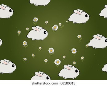 Seamless background illustration with stilized bunnies