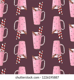 Seamless background with illustrations of coffee Cup and coffee beato